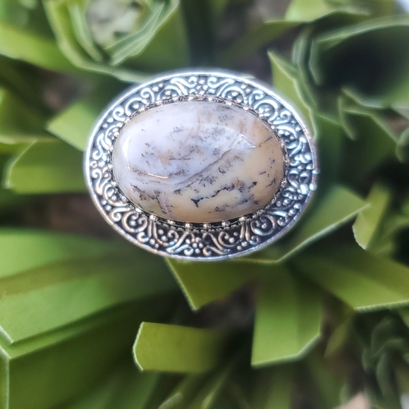New Dendritic Opal 925 Silver Statement Ring. - Picture 13 of 16